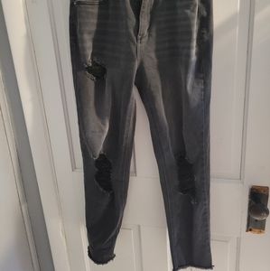 Distressed mom jeans